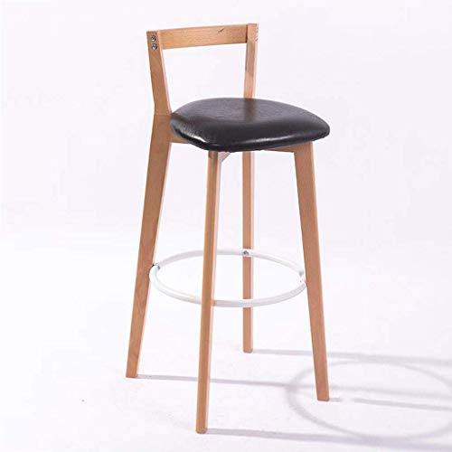 OOzie Möbel Schreibtischstuhl Küchenstühle Küchentheke Massivholz Barstühle Sitz, Café Pub Kunstleder Freizeit Hohe Hocker mit Rückenlehne/Braun (Schwarz) von OOzie
