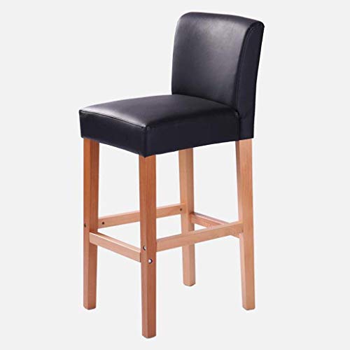 OOzie Möbel Schreibtischstuhl Küchenstühle Massivholz-Thekenbarstühle Sitz mit Rückenlehne, Freizeit-Hohehocker aus Kunstleder/Holzfarbe (Holzfarbe) von OOzie