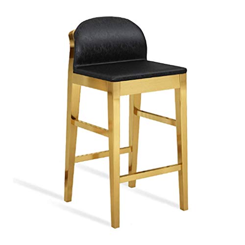 OOzie Möbel Schreibtischstuhl Rezeption Edelstahl Barstühle mit Rückenlehne, Theke Freizeit Kunstleder Hochhocker/Braun gestreift (Schwarzes Baummuster) von OOzie