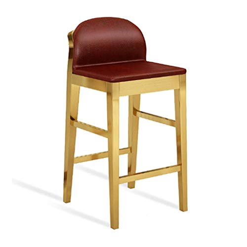 OOzie Möbel Schreibtischstuhl Rezeption Edelstahl Barstühle mit Rückenlehne, Theke Freizeit Kunstleder Hohe Hocker/Braun gestreift (Braun Rot) von OOzie