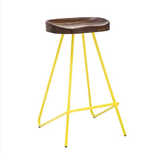 OOzie Möbel Schreibtischstuhl Schmiedeeisen Holz Bar Café Rezeption Designer Hoher Fuß Lässiger Metallfußhocker/Gelb/a (Gelb a) von OOzie