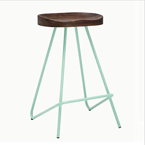 OOzie Möbel Schreibtischstuhl Schmiedeeisen Holz Bar Café Rezeption Designer Hoher Fuß Lässiger Metallfußhocker/Gelb/a (Grün B) von OOzie