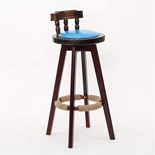 OOzie Schreibtischstuhl aus massivem Holz, Retro-Barstuhl mit Gegendrehung, Sitz, Café, Pub, Kunstleder, Freizeit, hohe Hocker mit Rückenlehne, für Zuhause, Gartenmöbel/K Grün (blau) von OOzie