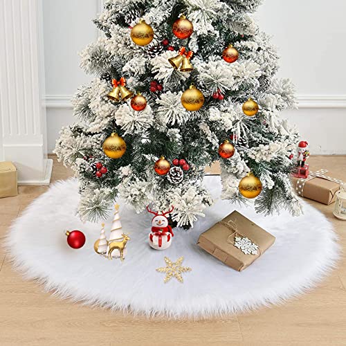 OPAHUTER Weihnachtsbaumrock, Weicher Kunstpelz Baumröcke 90cm/36inch Durchmesser Baumrock für Weihnachten Neujahr Party Urlaub Home Dekorationen, Baumdecke Weihnachtsbaum Decke (Bright) von OPAHUTER