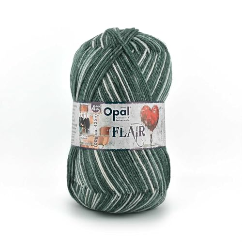 Opal Flair 4-fädiges Garn - Wollmischung, zum Stricken von warmen Socken, Pullovern, Mützen, Handschuhen und Schals, 11487 Grau, 1 x 100g von OPAL