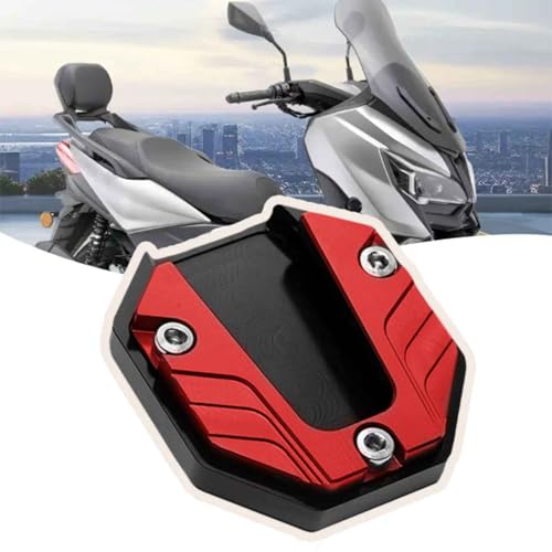 OPBVXQ Motorrad Seitenständer Verlängerung für Ducati Multistrada V2 2022 2023 2024 2025, Motorrad Ständer Fußvergrößerung Seitenständerpolster, Aluminium Antirutsch Ständerverlängerung,B Red von OPBVXQ