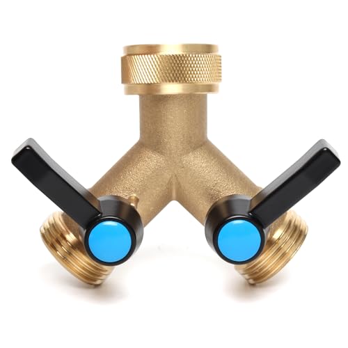 OPERMAXER Gartenschlauch-Verteiler, Y-Ventil-Schlauch-Verteiler, 2-Wege-Schlauchverteiler mit Metallverlängerungsgriffen und individuellem An-/Ausventil, 3/4-Zoll-Inneneinlass und von OPERMAXER