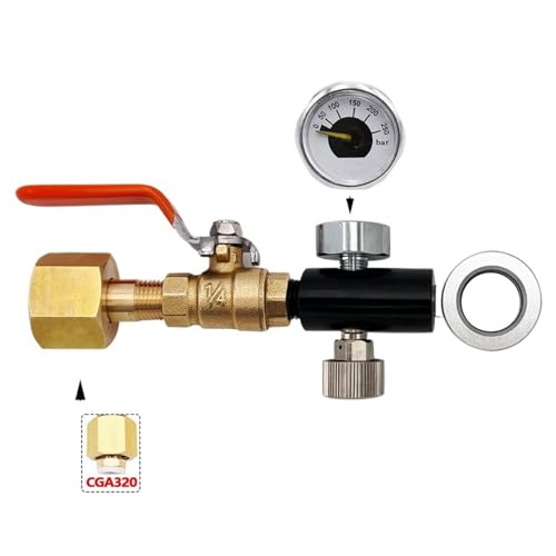 Nachfüllstation Sodawasser CO2-Adapter Quick Connect DUO Terra Art Zylinderladung mit Kugelhahnmessgerät(CGA320 250bar) von OPEUSLIEV