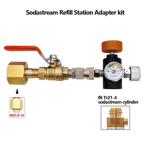 Soda-CO2-Flaschentank-Nachfülladapter, Nachfüllstation mit Kugelhahn, W21.8-14 | DIN477 | CGA320 Tr21-4(W21.8-14 2000psi) von OPEUSLIEV