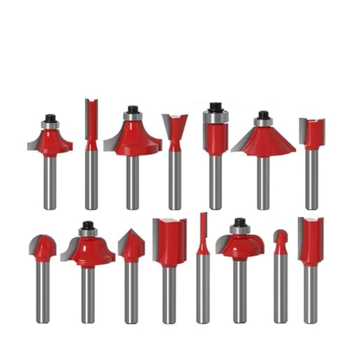 15 stücke Router Bit Set Trimmen Gerade 1/4 Schaft Schreiner Fräser for Trimmen Maschine Holz Lager Cove Box Bit Für Heimwerker(No Box) von OPFVUJIKX