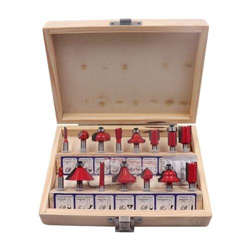 15 stücke Router Bit Set Trimmen Gerade 1/4 Schaft Schreiner Fräser for Trimmen Maschine Holz Lager Cove Box Bit Für Heimwerker(WIth Box) von OPFVUJIKX