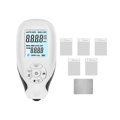 Dicke Messgerät mit LCD- mit Hintergrundbeleuchtung, digitales Beschichtungsdickenmessgerät, Kalibrierungsfunktion for Autos, Automobile, 0,01 mm, 1 mil Für Heimwerker(Black) von OPFVUJIKX