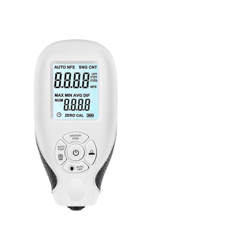 Dicke Messgerät mit LCD- mit Hintergrundbeleuchtung, digitales Beschichtungsdickenmessgerät, Kalibrierungsfunktion for Autos, Automobile, 0,01 mm, 1 mil Für Heimwerker(White) von OPFVUJIKX