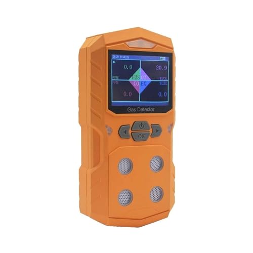Gasmelder, 4-in-1-Gasdetektor, Gasanalysator, tragbarer Mehrgasmonitor, Farb mit grafischer Darstellung, wiederaufladbarer Akku, Ton-/Lichtalarm für Haus und Wohnmobil(Yellow) von OPFVUJIKX