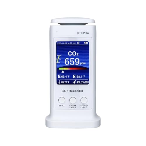 Gasmelder, Digitaler Kohlendioxid-Recorder, Luftqualitätsmonitor, Echtzeit-Tracking, CO2-Gasdetektor mit LCD-, Daten-Gasanalysator für Haus und Wohnmobil von OPFVUJIKX