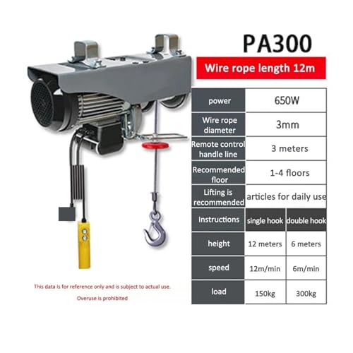Micro Elektrische Hoist Kran Haushalt Kleine Lift Hoist 1 Ton/0,5 T Winde Dekoration Kran Für Heimwerker(12M) von OPFVUJIKX