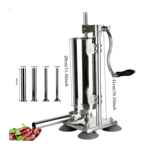 OPFVUJIKX 4L Wurstfüller Hausgemachte vertikale manuelle Edelstahlmaschine Wurstmaschine Füllwurstspritzenfüller Fleischmaschine Für flüssige Paste(Stainless Steel Tube) von OPFVUJIKX