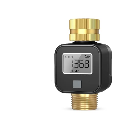 OPFVUJIKX Digitaler Wasserdurchflussmesser, Messing-Einlass-/Auslass-IPX5-Wasserdichter Wasserverbrauchstest for den Bewässerungsschlauch im Freien for die Gartenbewässerung(Brass TT) von OPFVUJIKX