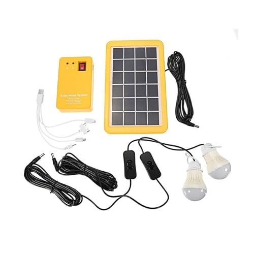 Solarstrom-Panel-Generator-Heimsystem-Kit mit 3 LED-Birnen, Solarlampe, Notlicht, 4 Köpfe, USB-Aufladung for den Garten im Freien Für Heimwerker(3W-2Bulb) von OPFVUJIKX