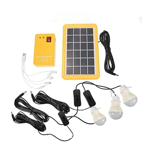 Solarstrom-Panel-Generator-Heimsystem-Kit mit 3 LED-Birnen, Solarlampe, Notlicht, 4 Köpfe, USB-Aufladung for den Garten im Freien Für Heimwerker(3W-3Bulb) von OPFVUJIKX