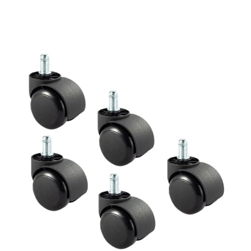 Bürostuhl Rollen 1/2/5 Stück weiß/schwarz stangenlos/Stange Universalrad Bürostuhl drehbar leise schwarz Computer Schreibtisch Tischrolle große Liner(Black-Circlip-5 Pcs) von OPIGJUFD