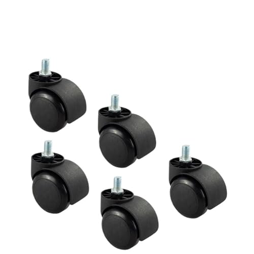 Bürostuhl Rollen 1/2/5 Stück weiß/schwarz stangenlos/Stange Universalrad Bürostuhl drehbar leise schwarz Computer Schreibtisch Tischrolle große Liner(Black-Screw-5 Pcs) von OPIGJUFD