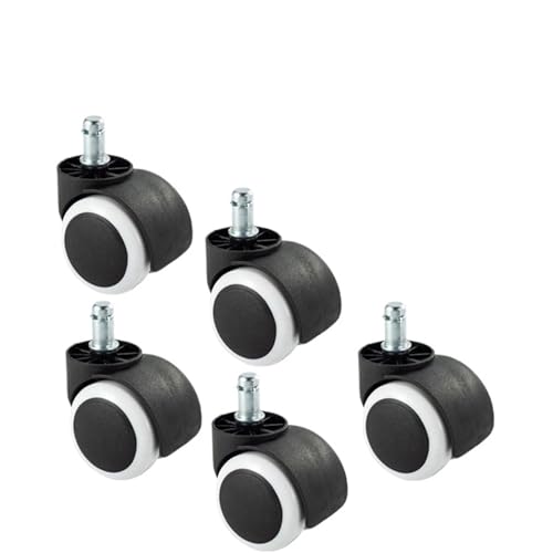 Bürostuhl Rollen 1/2/5 Stück weiß/schwarz stangenlos/Stange Universalrad Bürostuhl drehbar leise schwarz Computer Schreibtisch Tischrolle große Liner(White-Circlip-5 Pcs) von OPIGJUFD