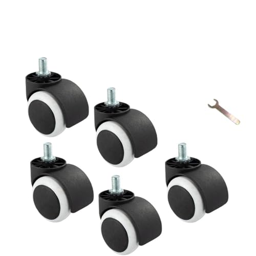 Bürostuhl Rollen 1/2/5 Stück weiß/schwarz stangenlos/Stange Universalrad Bürostuhl drehbar leise schwarz Computer Schreibtisch Tischrolle große Liner(White-Screw-5 Pcs) von OPIGJUFD