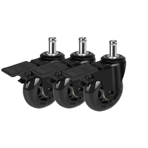 Bürostuhl Rollen 3er-/5er-Pack Bürostuhlrollen, Hochleistungsräder 3 Zoll, passend for alle Böden, gängige Standardstangengröße mit Bremsen(3pcs 10mm,2.5in) von OPIGJUFD