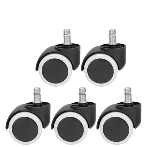 Bürostuhl Rollen 5/1PCS Stuhl Rad Caster Ersatz Weiche Stumm Schreibtisch Räder for Arbeit Heavy Duty Roll Büro(5PCS-White) von OPIGJUFD