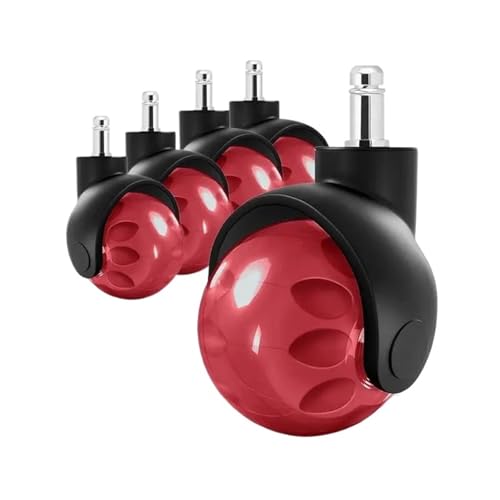 Bürostuhl Rollen 5 Pcs 2 Zoll Büro Stuhl Ruhig Rad Optional Glatte Gleiten Heavy Duty Rollen Schreibtisch Räder(Red) von OPIGJUFD