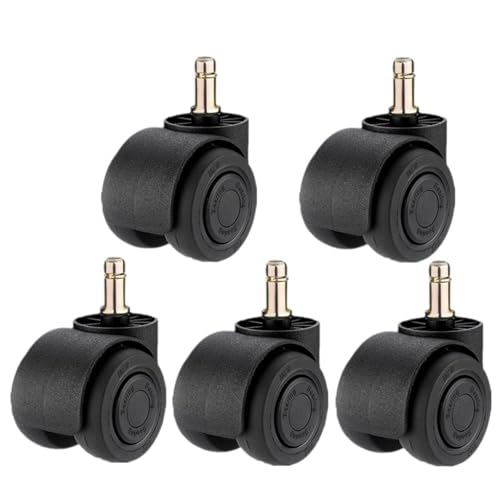 Bürostuhl Rollen 5 Stück M8/M10/M11 Gummi-Drehstuhl-Universalrad, Stummschaltrolle, Computer-Bürositz, Doppellager, 2 Zoll(Black-Circlip-M10) von OPIGJUFD
