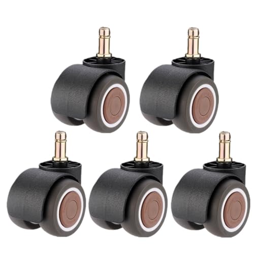Bürostuhl Rollen 5 Stück M8/M10/M11 Gummi-Drehstuhl-Universalrad, Stummschaltrolle, Computer-Bürositz, Doppellager, 2 Zoll(Brown-Circlip-M10) von OPIGJUFD