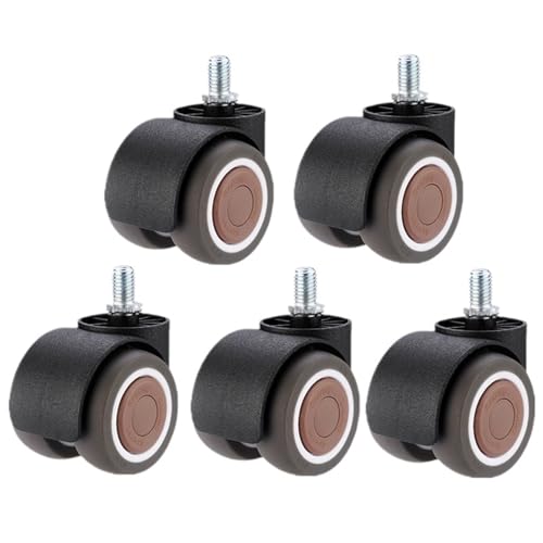 Bürostuhl Rollen 5 Stück M8/M10/M11 Gummi-Drehstuhl-Universalrad, Stummschaltrolle, Computer-Bürositz, Doppellager, 2 Zoll(Brown-Screw-M10) von OPIGJUFD
