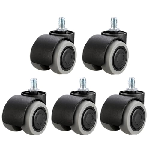Bürostuhl Rollen 5 Stück M8/M10/M11 Gummi-Drehstuhl-Universalrad, Stummschaltrolle, Computer-Bürositz, Doppellager, 2 Zoll(Gray-Screw-M10) von OPIGJUFD