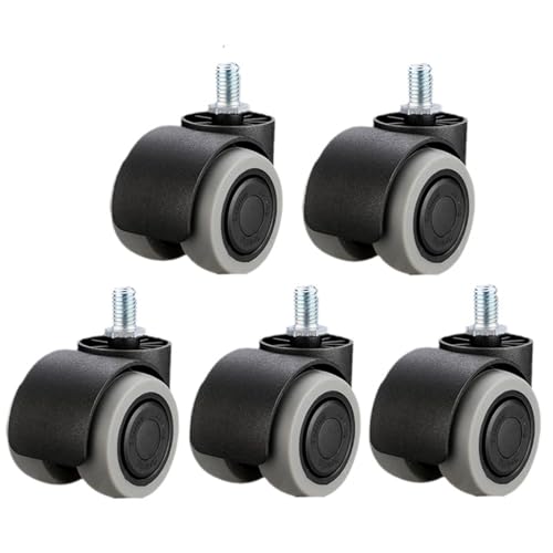 Bürostuhl Rollen 5 Stück M8/M10/M11 Gummi-Drehstuhl-Universalrad, Stummschaltrolle, Computer-Bürositz, Doppellager, 2 Zoll(Gray-Screw-M8) von OPIGJUFD