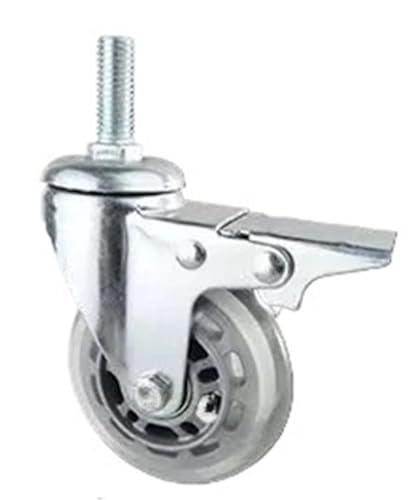 Bürostuhl Rollen Leichte transparente Möbelrolle, 2,5/3/4/5 Zoll Rad mit Bremshebelschraube, leiser Universal-Bürostuhl(Brake-M12,4inch) von OPIGJUFD