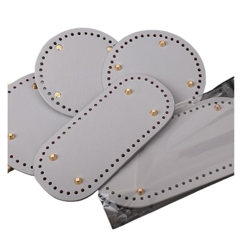 Diy Kunstleder-Handtaschen-Herstellungsset Ovaler/runder Boden for gestrickte Tasche, Ledertaschenzubehör, handgefertigter Boden mit Löchern, Diy-Häkelarbeit, Boden, Pu-Taschenbasis(Gray,15x15cm) von OPIGJUFD