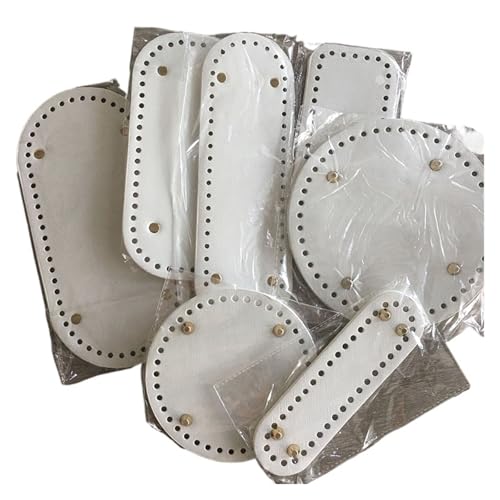 Diy Kunstleder-Handtaschen-Herstellungsset Ovaler/runder Boden for gestrickte Tasche, Ledertaschenzubehör, handgefertigter Boden mit Löchern, Diy-Häkelarbeit, Boden, Pu-Taschenbasis(WHITE,22x10cm) von OPIGJUFD