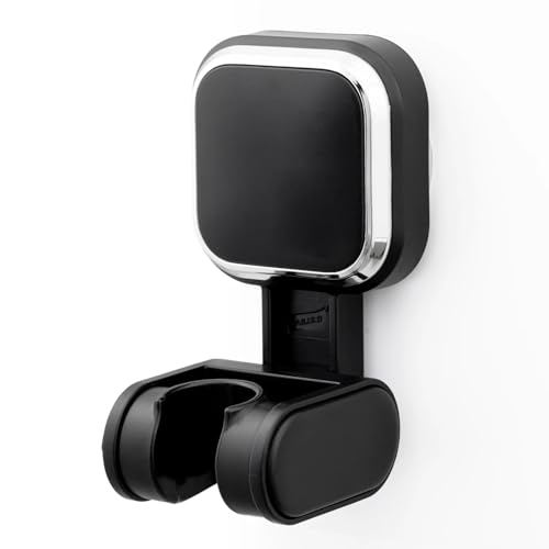 Duschkopf Halterungen Duschkopfständer, verstellbar, wandmontierter Duschkopfständer, selbstklebender Duschkopf-Handbrauseständer, Badezimmerzubehör(Black) von OPIGJUFD
