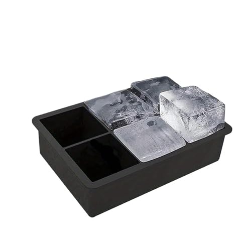Eiswürfelform 4/6 Grid Big Ice Tray Mold Riesen Jumbo Große Silikon Cube Platz DIY Maker(Black 6 grids) von OPIGJUFD