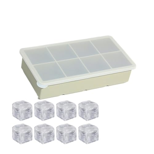Eiswürfelform 8 Grids Große Eiswürfelschale Mit Deckel Silikonkautschuk Bunte Quadratische Form for Cocktail Eiskaffee Küche(Green Ice Tube Mold) von OPIGJUFD