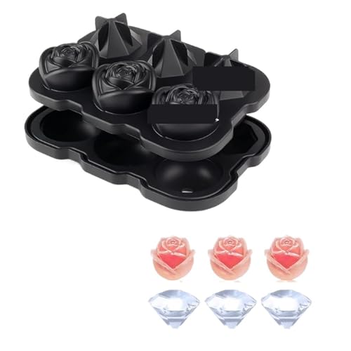 Eiswürfelform Große Eiswürfelschale, Rosenform, Diamant-3D-Silikonform, wiederverwendbar, for Cocktails, Whisky, Partyzubehör, Maker-Form(Color04) von OPIGJUFD