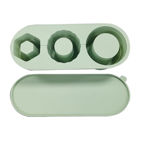 Eiswürfelform Zylinderförmige Eiswürfelschale for Becher, zusammenklappbare, wiederverwendbare Silikonformen mit 3 Gittern for Getränke, Saft, Kaffee(Green) von OPIGJUFD