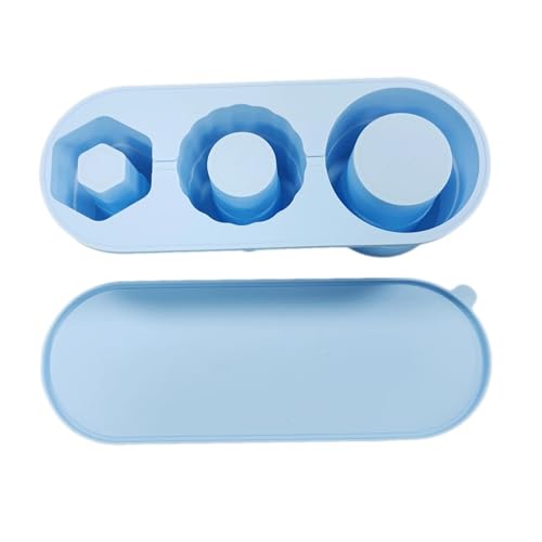 Eiswürfelform Zylinderförmige Eiswürfelschale for Becher, zusammenklappbare, wiederverwendbare Silikonformen mit 3 Gittern for Getränke, Saft, Kaffee(Light blue) von OPIGJUFD