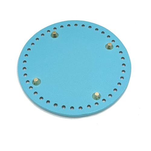 OPIGJUFD DIY Kunstleder-Handtaschen-Herstellungsset 12/14/18 cm Runde Tasche Boden Former Nieten Tasche Häkeln handgewebt DIY for handgemachte Kissen Pad Taschen Tasche Basis(Blue 14cm) von OPIGJUFD
