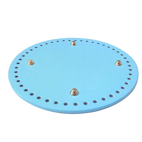 OPIGJUFD DIY Kunstleder-Handtaschen-Herstellungsset 12/14/18 cm Runde Tasche Boden Former Nieten Tasche Häkeln handgewebt DIY for handgemachte Kissen Pad Taschen Tasche Basis(Blue 18cm) von OPIGJUFD