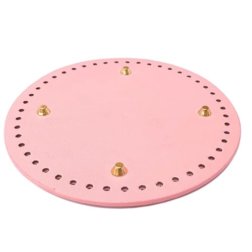 OPIGJUFD DIY Kunstleder-Handtaschen-Herstellungsset 12/14/18 cm Runde Tasche Boden Former Nieten Tasche Häkeln handgewebt DIY for handgemachte Kissen Pad Taschen Tasche Basis(Pink 14cm) von OPIGJUFD