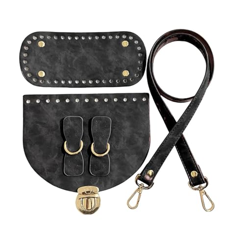 OPIGJUFD DIY Kunstleder-Handtaschen-Herstellungsset 1Set DIY Stricken Tasche Zubehör Retro Muster Häkeln Tasche Kit Mit Hardware Rucksack Handtasche Set Tasche Böden Tasche Machen liefert(Black) von OPIGJUFD