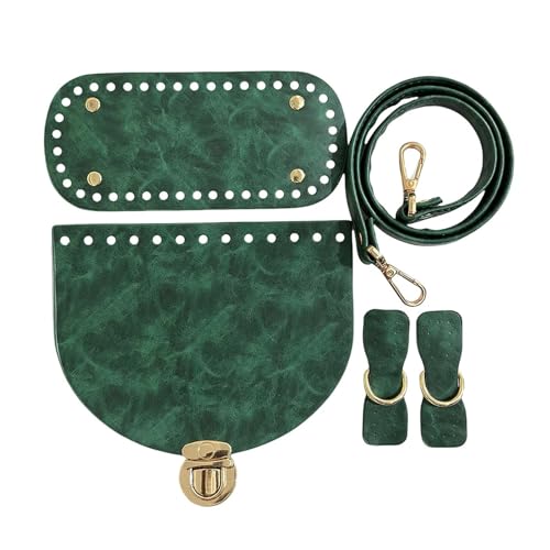 OPIGJUFD DIY Kunstleder-Handtaschen-Herstellungsset 1Set DIY Stricken Tasche Zubehör Retro Muster Häkeln Tasche Kit Mit Hardware Rucksack Handtasche Set Tasche Böden Tasche Machen liefert(Green) von OPIGJUFD